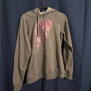 The North Face Women's Gray Sweater with Pink Logo